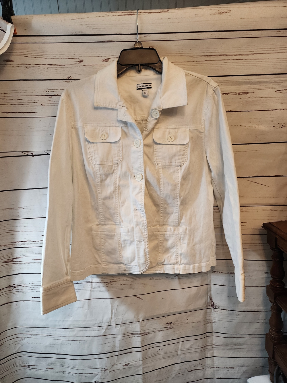 Croft & Barrow White Denim Button Jacket